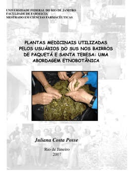 Plantas medicinais utilizadas pelos usu&aacute;rios do SUS nos