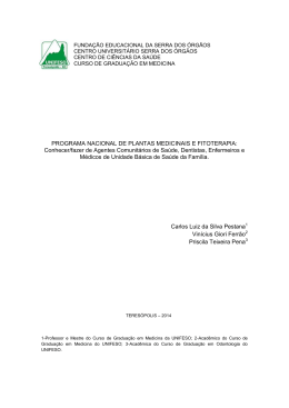 PROGRAMA NACIONAL DE PLANTAS MEDICINAIS E
