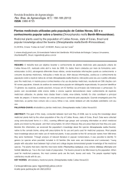 Plantas medicinais utilizadas pela popula&ccedil;&atilde;o de Caldas Novas, GO