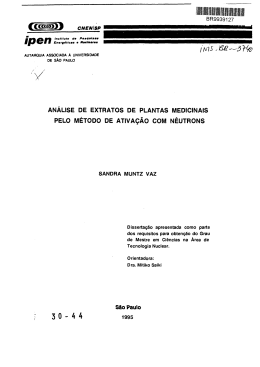 AN&Aacute;LISE DE EXTRATOS DE PLANTAS MEDICINAIS