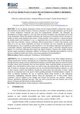 plantas medicinais usadas pelos &iacute;ndios kambiw&aacute; ibimirim - pe