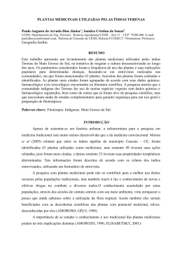 PLANTAS MEDICINAIS UTILZADAS PELAS &Iacute;NDIAS
