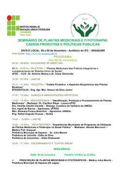 seminário de plantas medicinais e fitoterapia: cadeia produtiva