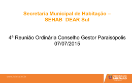 4ª Reunião Ordinária Conselho Gestor Paraisópolis 07/07/2015