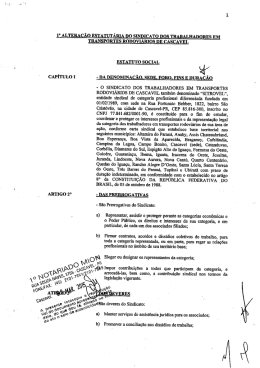 1° ALTERAÇÃO ESTATUTÁRIA DO SINDICATO