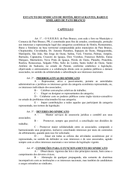 estatuto do sindicato de hot&eacute;is, restaurnates, bares e similares de