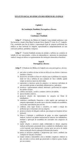 ESTATUTO SOCIAL DO SINDICATO DOS MÉDICOS DE ANÁPOLIS