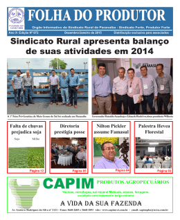 Sindicato Rural apresenta balan&ccedil;o de suas atividades em 2014