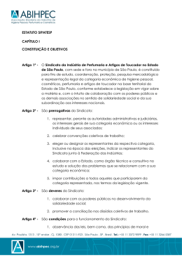 ESTATUTO SIPATESP CAP&Iacute;TULO I CONSTITUI&Ccedil;&Atilde;O E