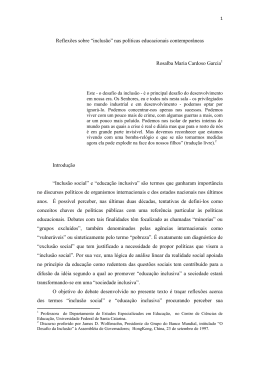 &ldquo;inclus&atilde;o&rdquo; nas pol&iacute;ticas educacionais contempor&acirc;neas