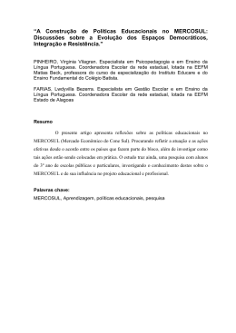 &ldquo;A Constru&ccedil;&atilde;o de Pol&iacute;ticas Educacionais no MERCOSUL