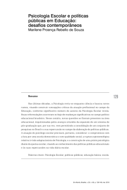 129 Psicologia Escolar e pol&iacute;ticas p&uacute;blicas em Educa&ccedil;&atilde;o: desafios