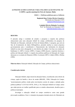 AS POL&Iacute;TICAS EDUCACIONAIS PARA UMA EDUCA&Ccedil;&Atilde;O INFANTIL