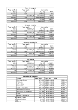 Pre&ccedil;o tabela Di&aacute;ria N/A Por dia 4.726 Desconto N/A CPM/dia