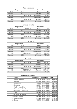 Di&aacute;ria N/A Por dia 4.726 Desconto N/A CPM/dia N/A Semana