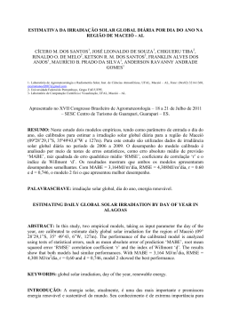 estimativa da irradia&ccedil;&atilde;o solar global di&aacute;ria por dia do ano na regi&atilde;o