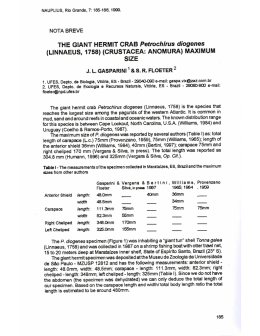 (Linnaeus, 1758) (Crustacea: Anomura) maximum