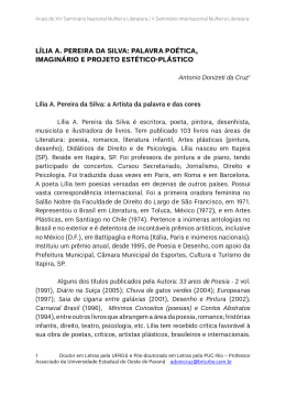l&iacute;lia a. pereira da silva: palavra po&eacute;tica , imagin&aacute;rio e projeto