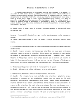 Entrevista de Gast&atilde;o Pereira da Silva1 Dr. Gast&atilde;o Pereira da Silva