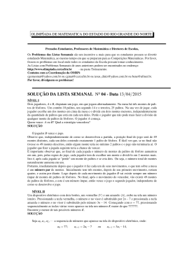 Solu&ccedil;&otilde;es dos Problemas Semanais VII