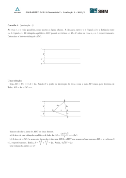 GABARITO MA13 Geometria I - Avaliaç˜ao 2 - 2013/2