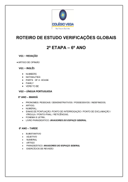 ROTEIRO DE ESTUDO VERIFICA&Ccedil;&Otilde;ES GLOBAIS 2&ordf; ETAPA &ndash; 6&ordm; ANO