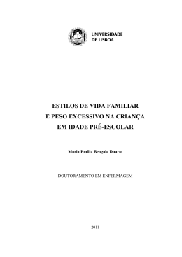 estilos de vida familiar e peso excessivo na crian&ccedil;a em idade pr&eacute;