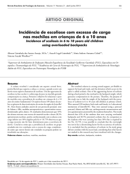 artiGo oriGiNal incid&ecirc;ncia de escoliose com excesso de