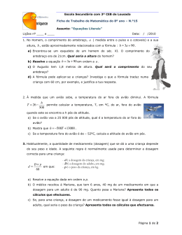 FT15. Equações literais - Oficina de Matemática do Agrupamento de