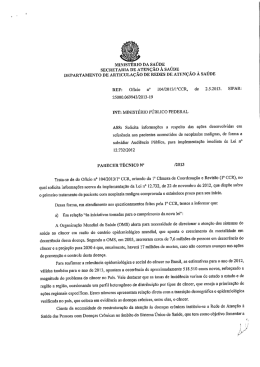 Parecer - Ministério de Saúde - 1ª Câmara de Coordenação e Revisão