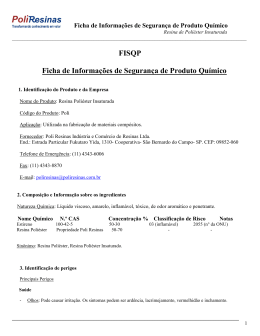 Ficha de Informa&ccedil;&otilde;es de Seguran&ccedil;a de Produto Qu&iacute;mico