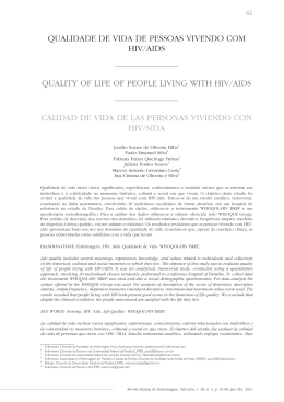 qualidade de vida de pessoas vivendo com hiv/aids quality of life of