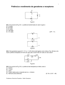 Pot&ecirc;ncia e rendimento de geradores e receptores
