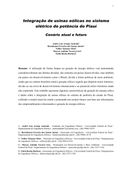 Integra&ccedil;&atilde;o de usinas e&oacute;licas no sistema el&eacute;trico de pot&ecirc;ncia do Piau&iacute;