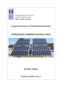 INTRODU&Ccedil;&Atilde;O &Agrave; ENERGIA FOTOVOLTAICA Rui M.G. Castro