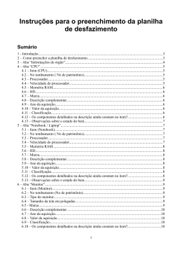 Instruções para o preenchimento da planilha de desfazimento