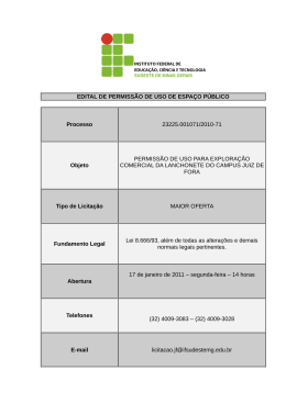 EDITAL DE PERMISS&Atilde;O DE USO DE ESPA&Ccedil;O