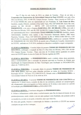 TERMO DE PERMISSÃO DE USO Aos 27 dias do mês