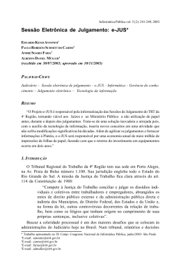 Sess&atilde;o Eletr&ocirc;nica de Julgamento: e-JUS*