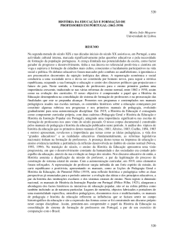 História da Educação e Formação de Professores em Portugal