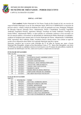Edital de Homologa&ccedil;&atilde;o - Munic&iacute;pio de Tr&ecirc;s Passos