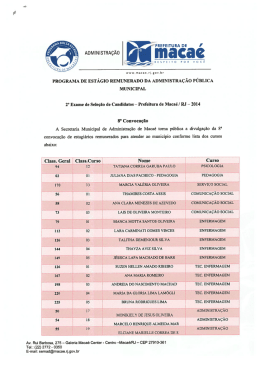 8ª Convocação do Programa de Estágio Remunerado 2014