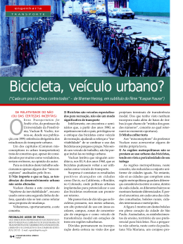 Bicicleta, veículo urbano?