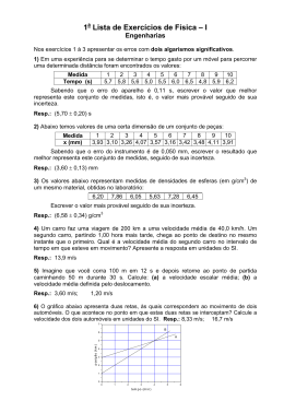 1 Lista de Exerc&iacute;cios de F&iacute;sica &ndash; I