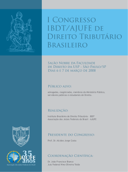 I Congresso IBDT/AJUFE de Direito Tributário Brasileiro