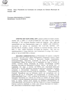 Ilmo(a). Sr(a). Presidente da Comissão de
