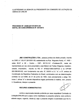 ILUSTRÍSSIMO (A) SENHOR (A) PRESIDENTE DA COMISSÃO DE