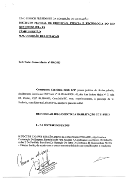 ILMO sENHOR PRESIDENTE DA cOMIss&Atilde;O DE LICITA&Ccedil;&Atilde;O