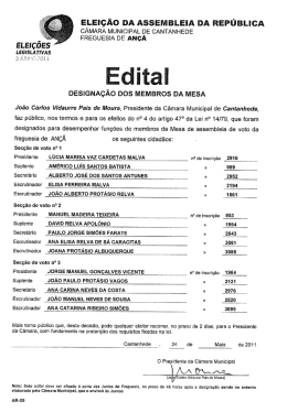 ELEIÇÃO DA ASSEMBLEIA DA LICA