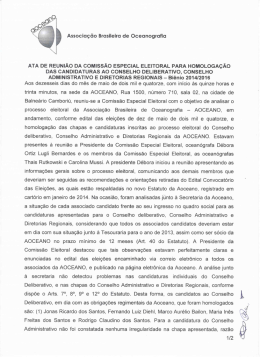 Ata sobre a Homologa&ccedil;&atilde;o Candidaturas para as Elei&ccedil;&otilde;es